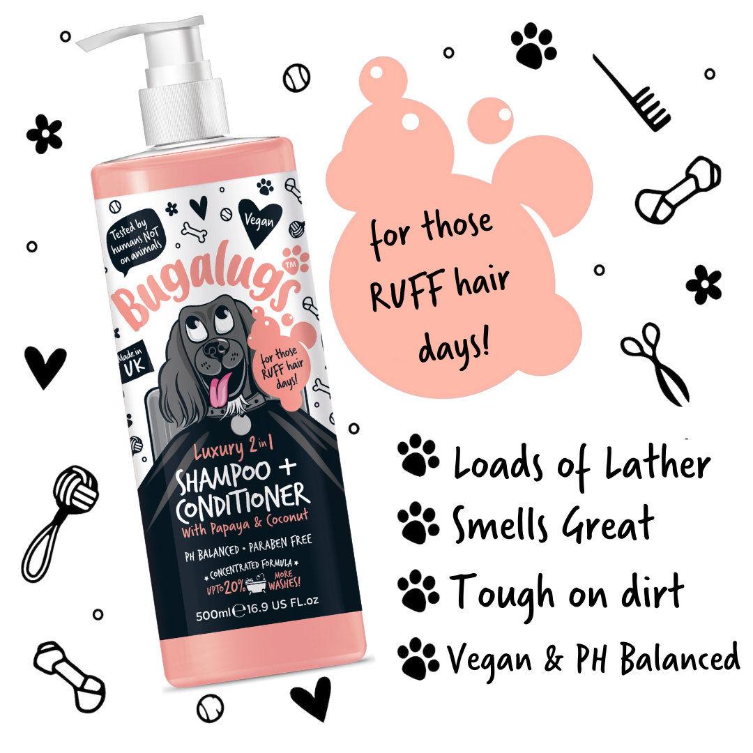Bugalugs Luxury 2 in 1 Dog Grooming Shampoo Conditioner 250ml