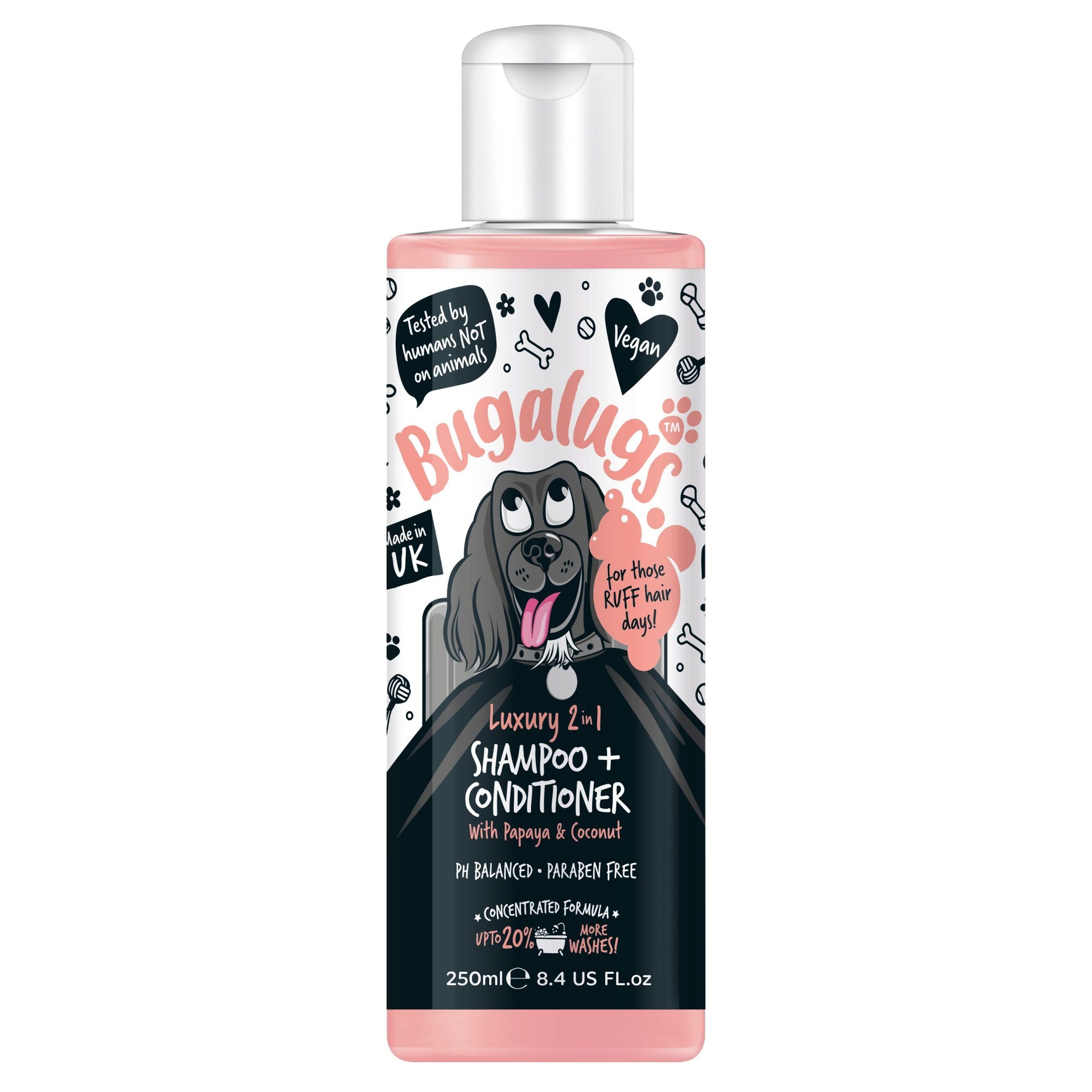 Bugalugs Luxury 2 in 1 Dog Grooming Shampoo Conditioner 250ml
