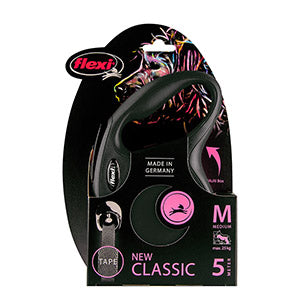 Flexi Extending Dog Lead New Classic Tape Black Medium 5m
