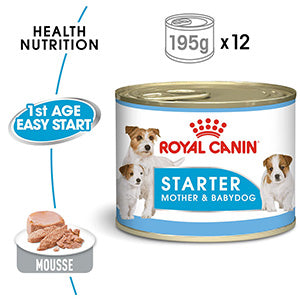 Royal Canin Starter Mother and Babydog Wet Adult Dog and Puppy Food 12x195g Cans
