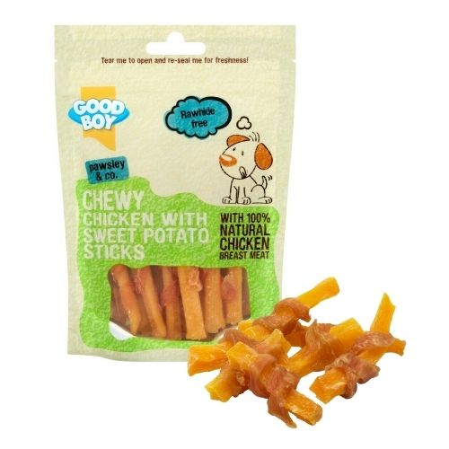 Good Boy Chewy Chicken & Sweet Potato Sticks Dog Treats 90g