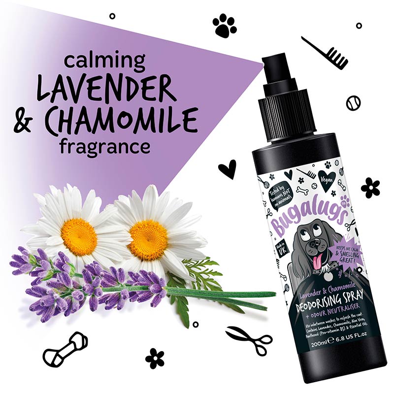 Bugalugs Lavender & Chamomile Deodorising Dog Grooming Spray 200ml