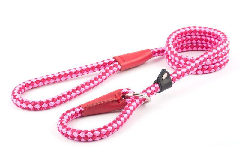 Ancol Nylon Rope Slip Lead 1/2" x 59" Raspberry Pink