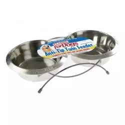 Classic Anti-Tip Twin Dog Bowl Feeder