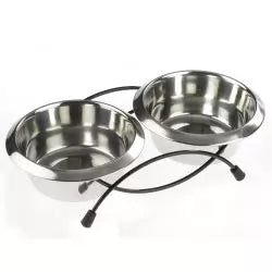 Classic Anti-Tip Twin Dog Bowl Feeder