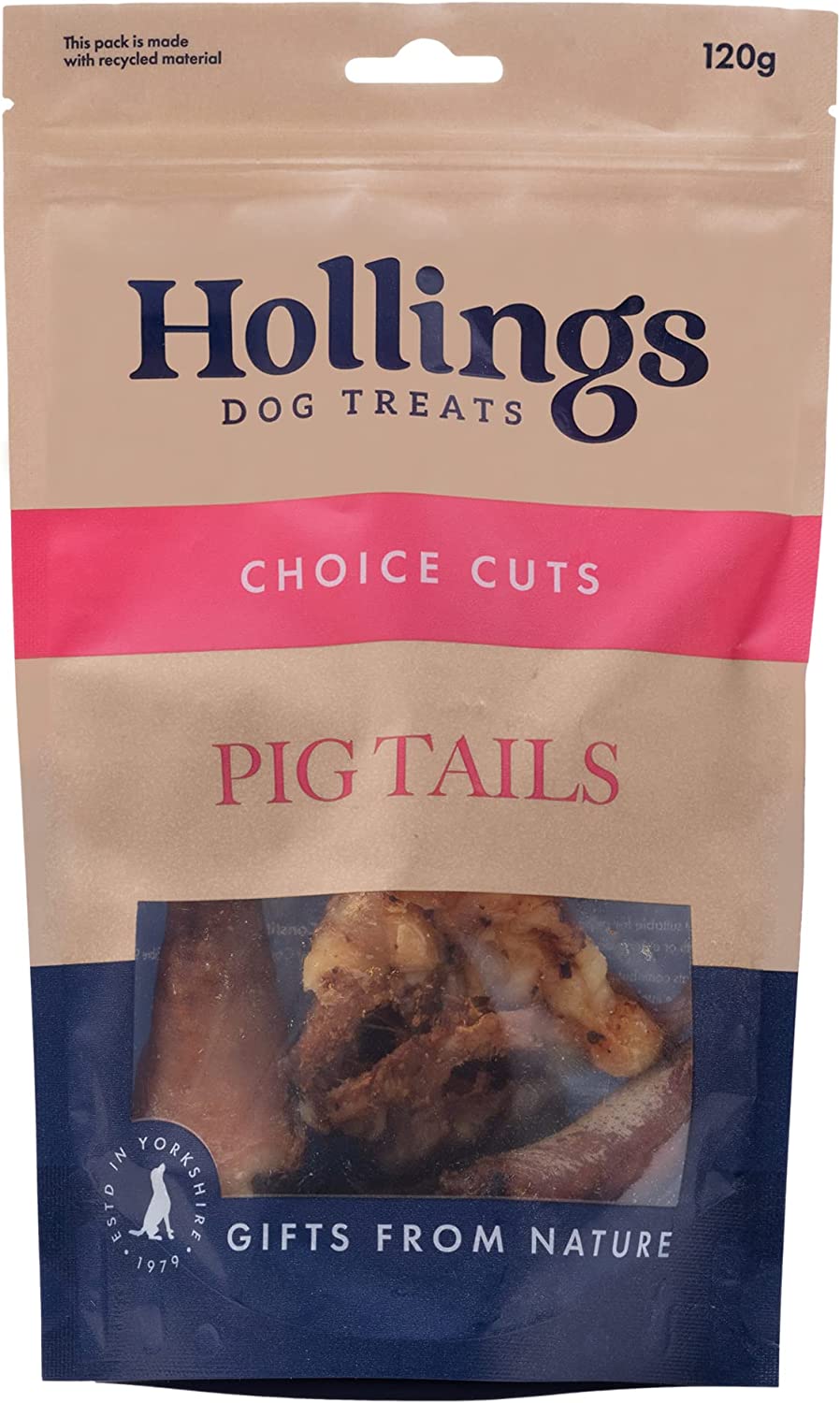 Hollings 100% Natural Pig Tails Dog Treat 120g